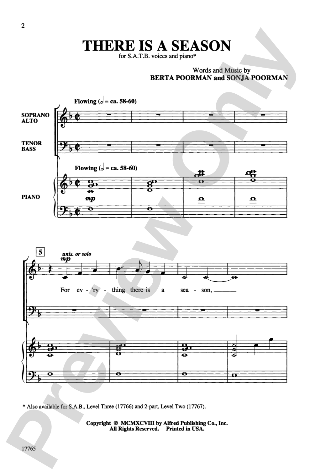 There Is a Season: SATB Choral Octavo