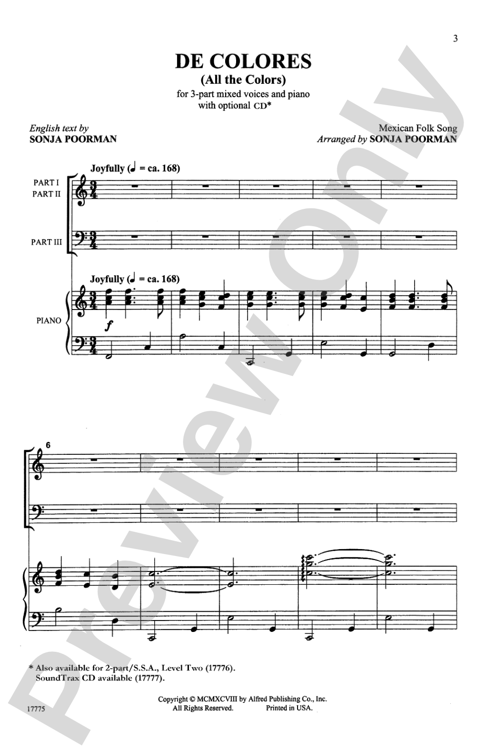De Colores (All the Colors): 3-Part Mixed Choral Octavo