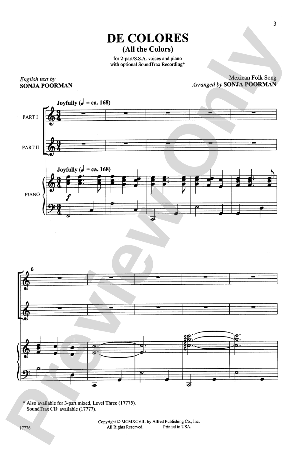 De Colores (All the Colors): 2-Part/SSA Choral Octavo