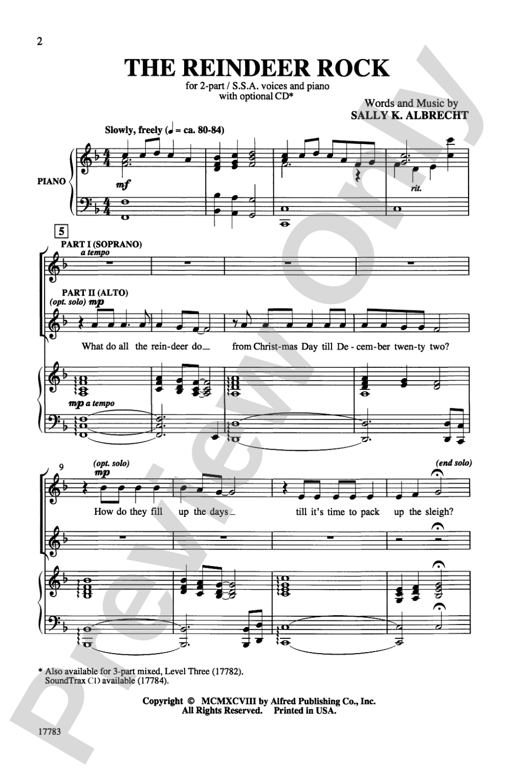 The Reindeer Rock: 2-Part/SSA Choral Octavo