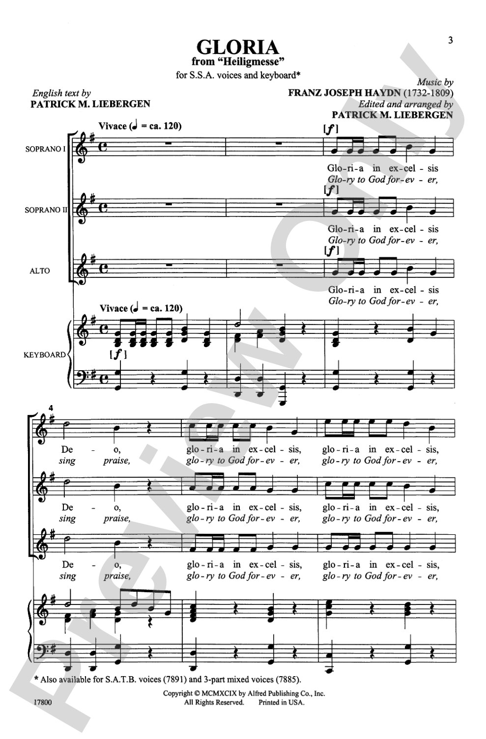 Gloria: SSA Choral Octavo