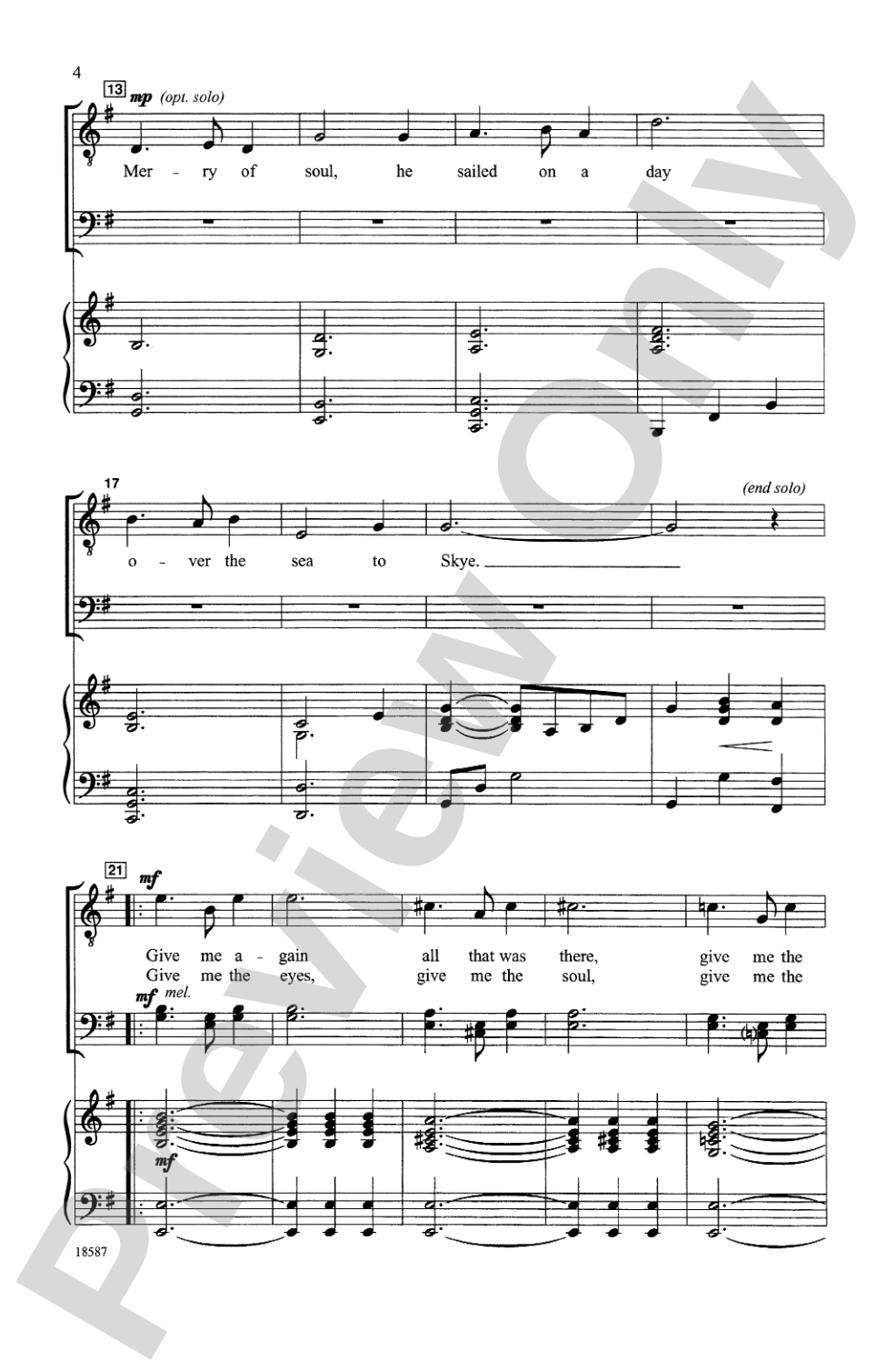 Skye Boat Song: TBB Choral Octavo