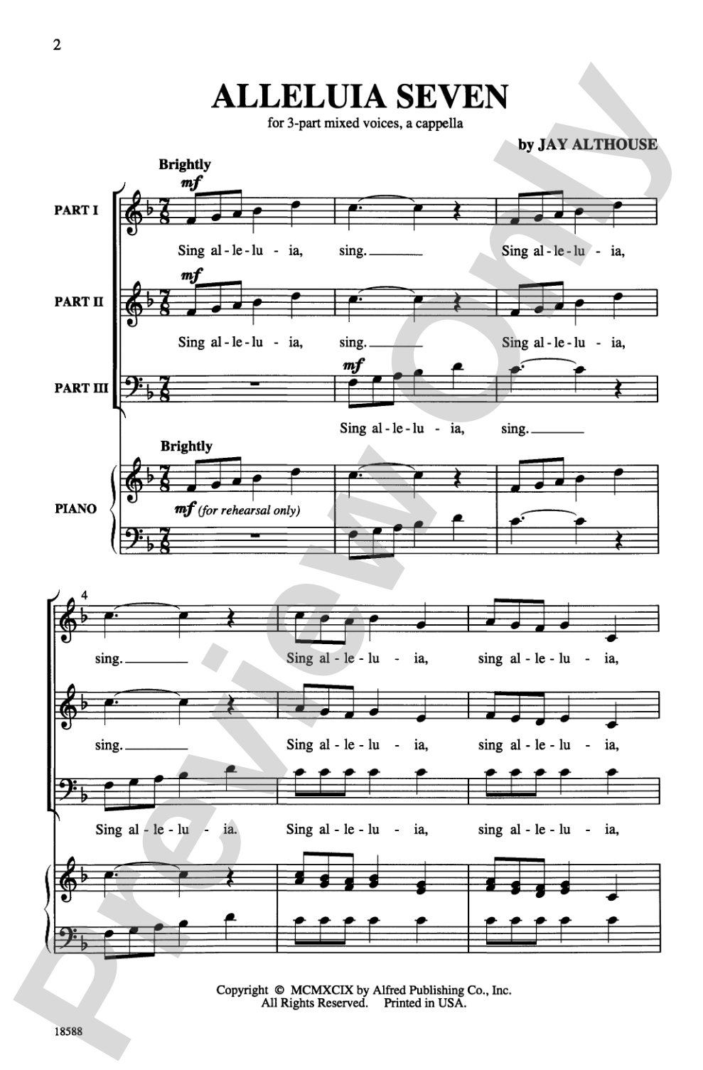Alleluia Seven: 3-Part Mixed, <I>a cappella</I> Choral Octavo