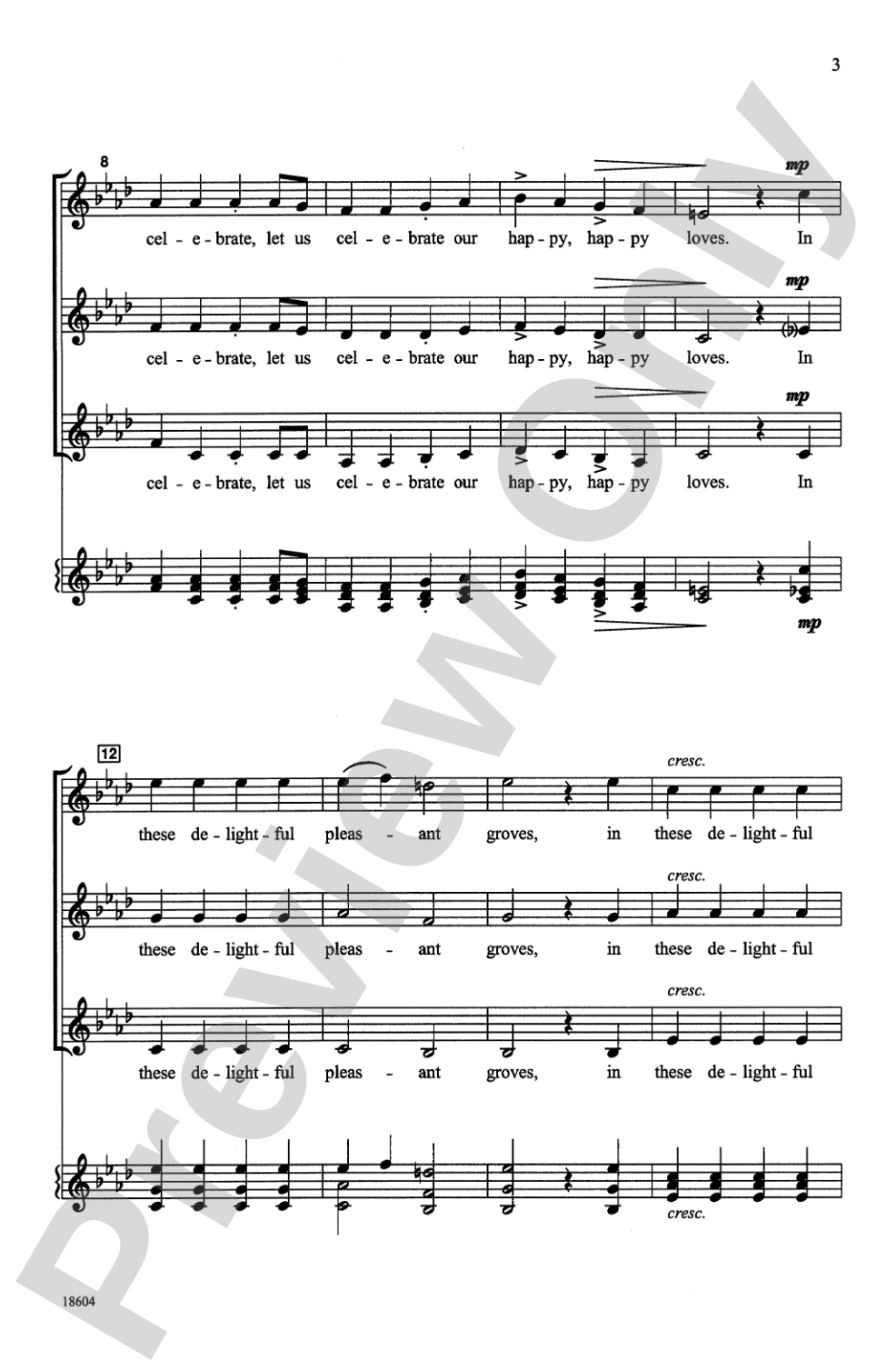 In These Delightful Pleasant Groves: SSA, <I>a cappella</I> Choral Octavo