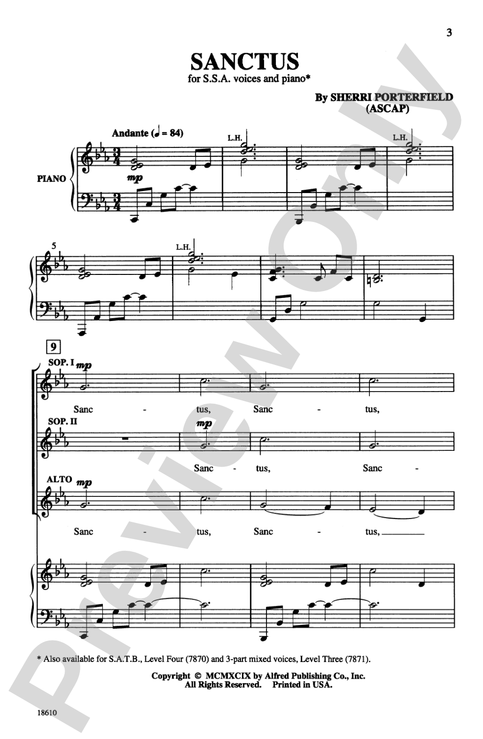 Sanctus: SSA Choral Octavo