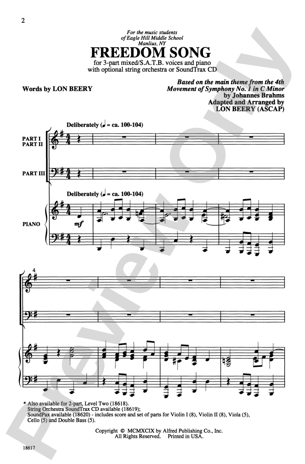 Freedom Song: 3-Part Mixed/SATB Choral Octavo