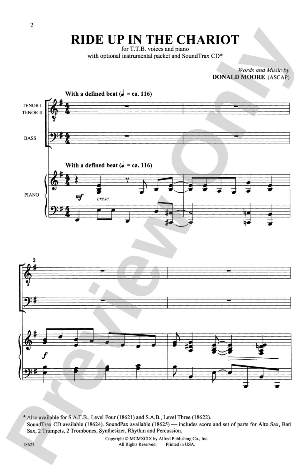 Ride Up in the Chariot: TTB Choral Octavo