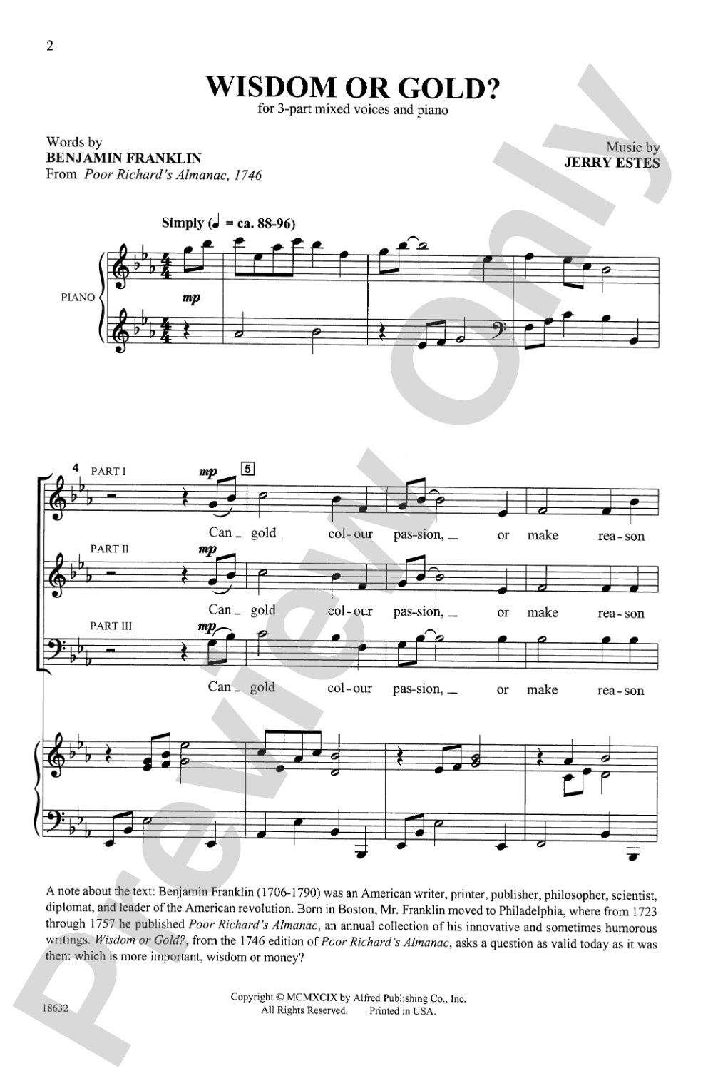 Wisdom or Gold?: 3-Part Mixed Choral Octavo