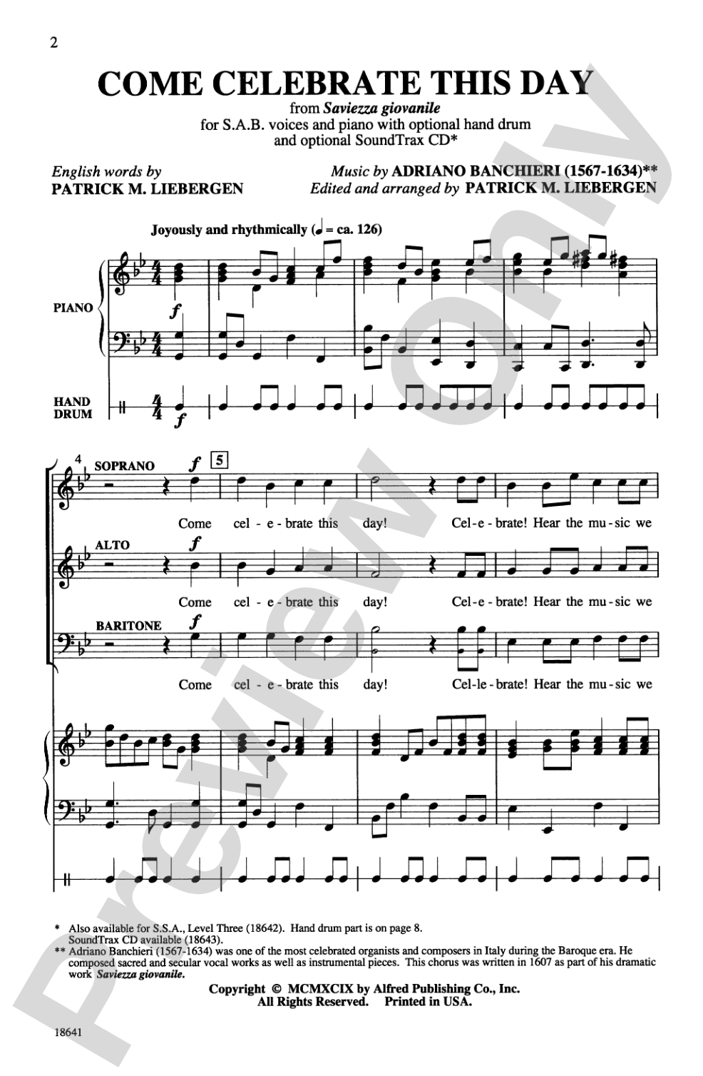 Come Celebrate This Day: SAB Choral Octavo