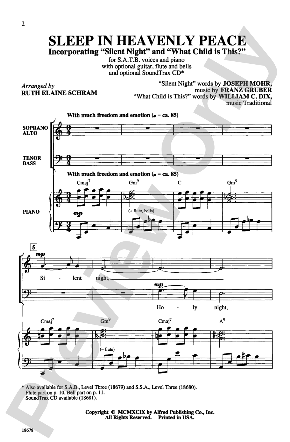 Sleep in Heavenly Peace: SATB Choral Octavo
