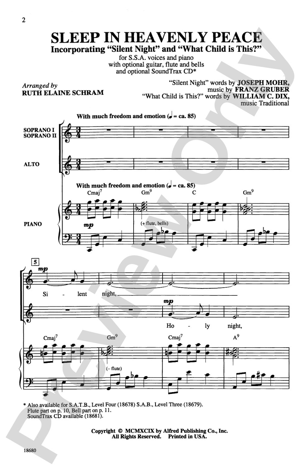 Sleep in Heavenly Peace: SSA Choral Octavo