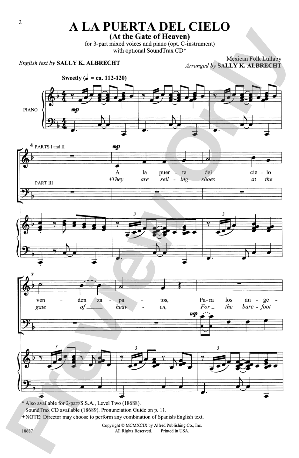 A La Puerta Del Cielo: 3-Part Mixed Choral Octavo