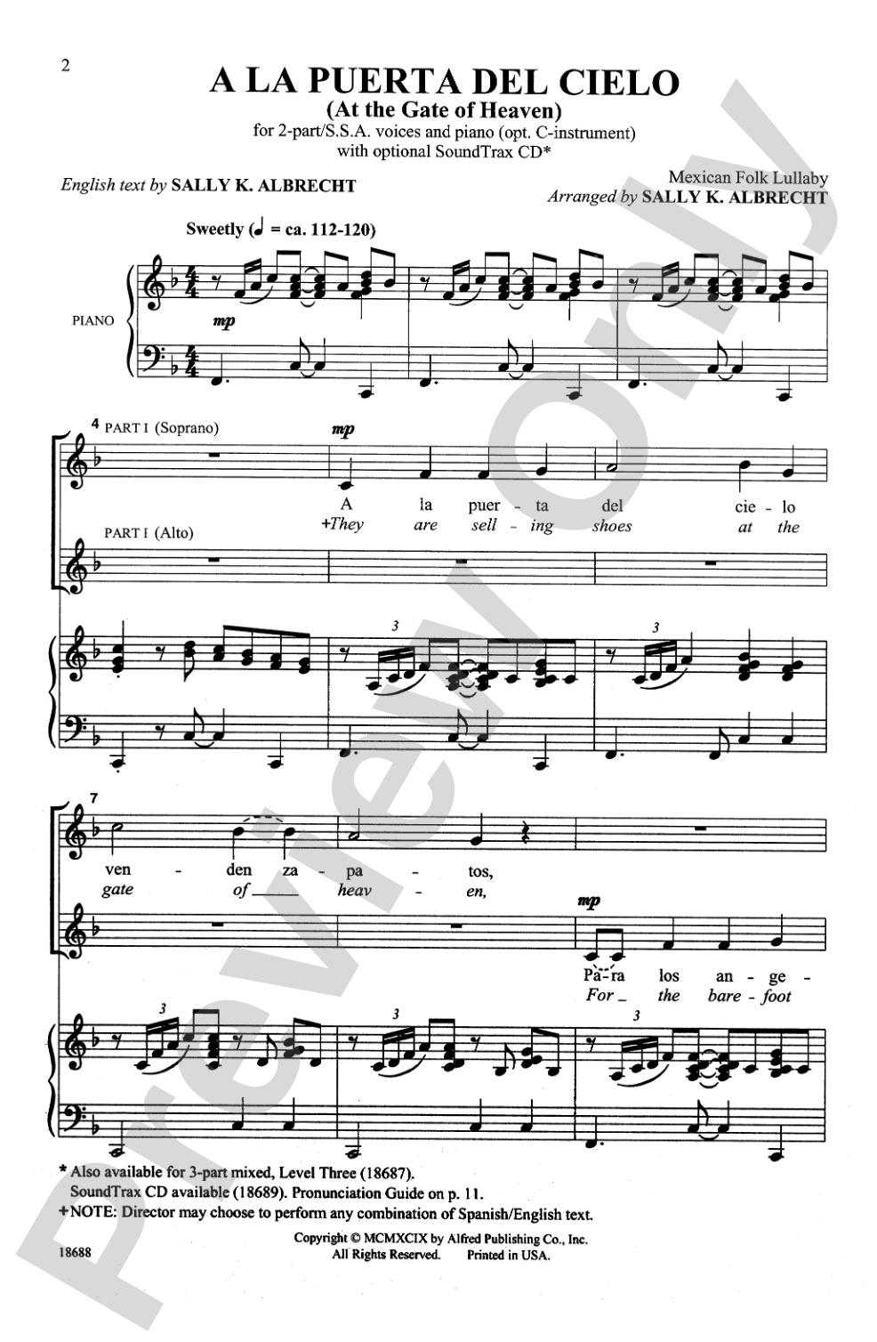 A La Puerta Del Cielo: 2-Part/SSA Choral Octavo
