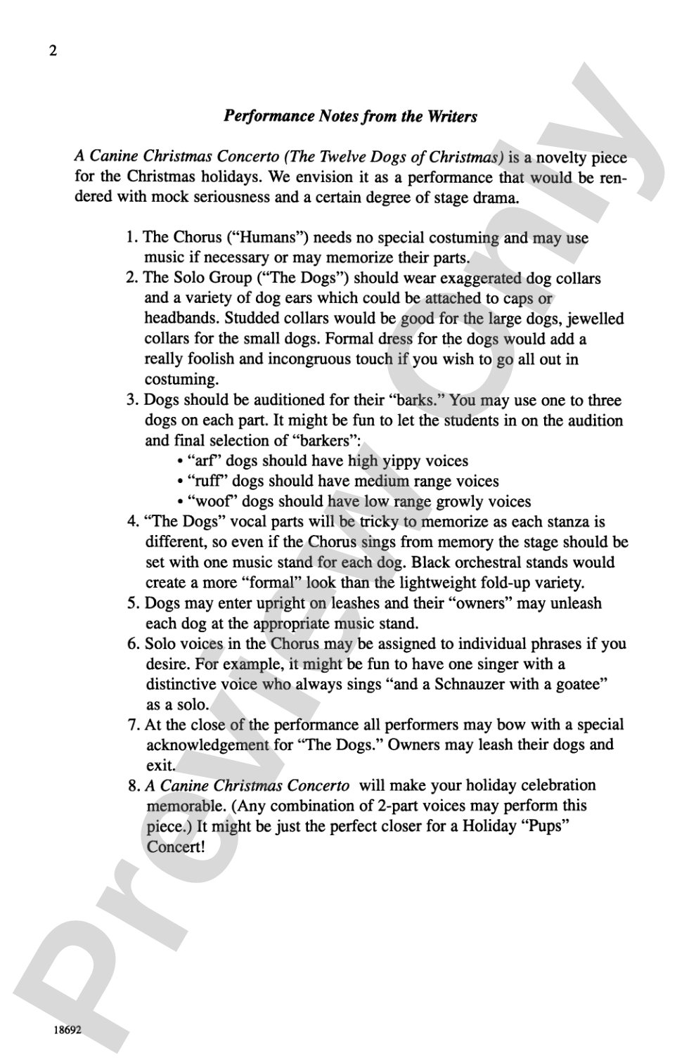 A Canine Christmas Concerto (The 12 Dogs of Christmas): 2-Part Choral Octavo