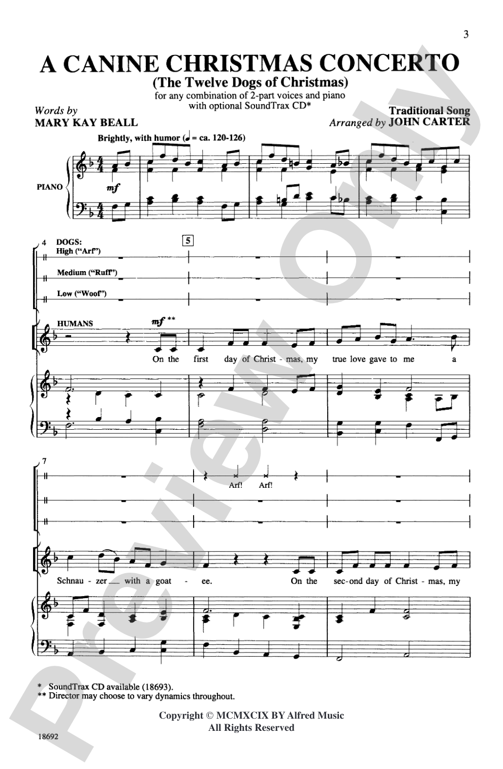 A Canine Christmas Concerto (The 12 Dogs of Christmas): 2-Part Choral Octavo