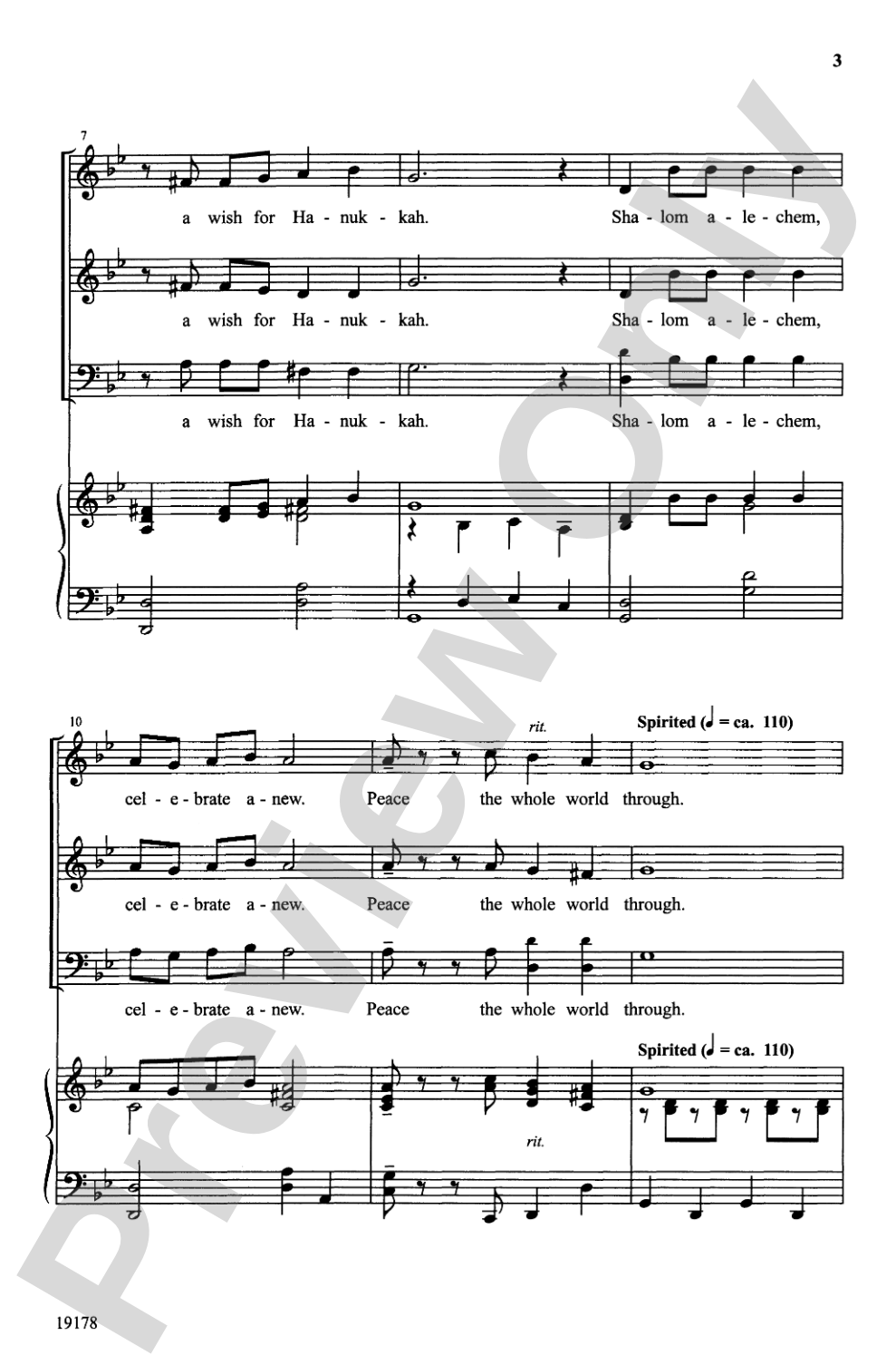 A Wish for Hanukkah (Shalom Alechem): 3-Part Mixed Choral Octavo