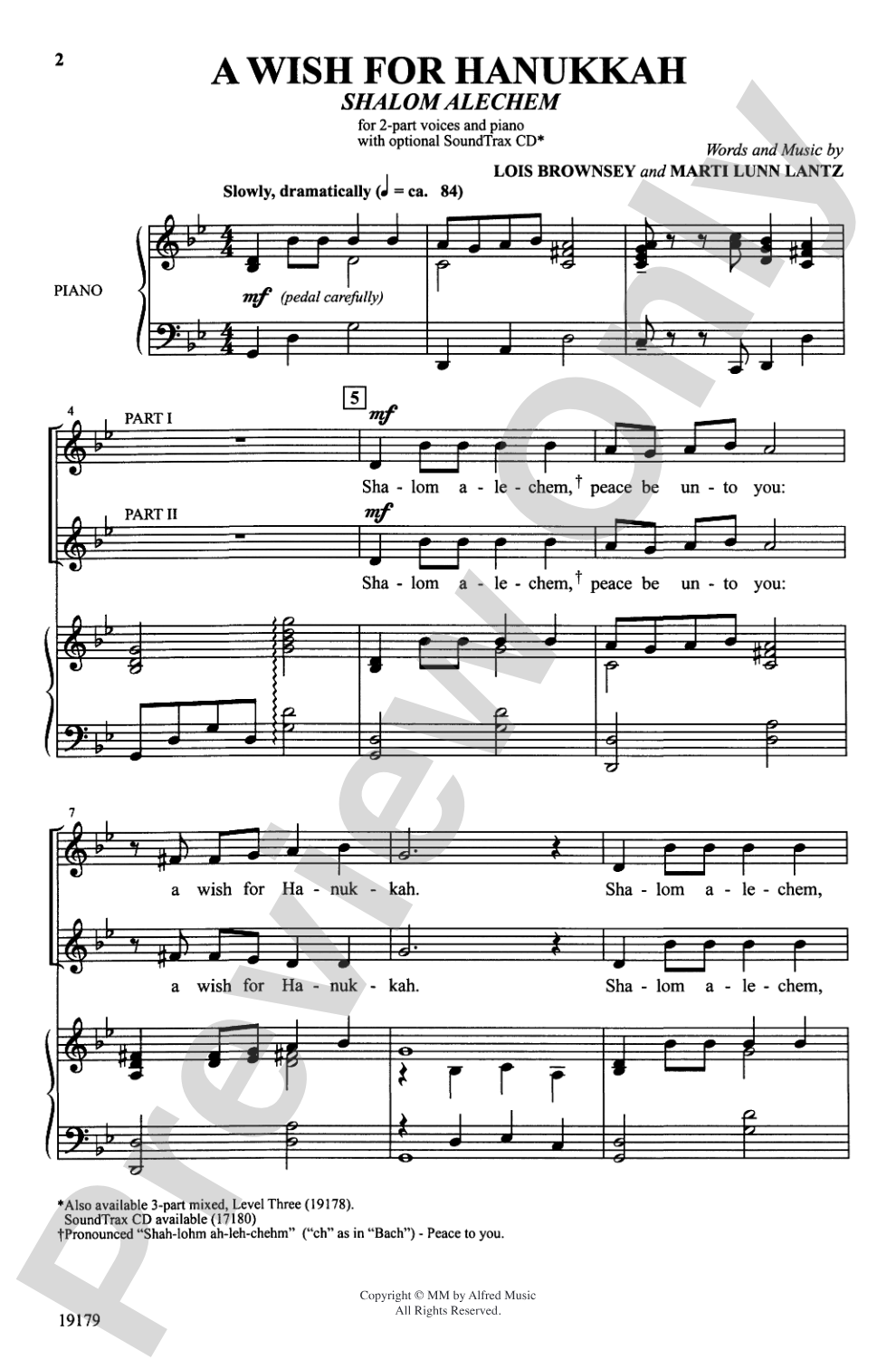 A Wish for Hanukkah (Shalom Alechem): 2-Part Choral Octavo