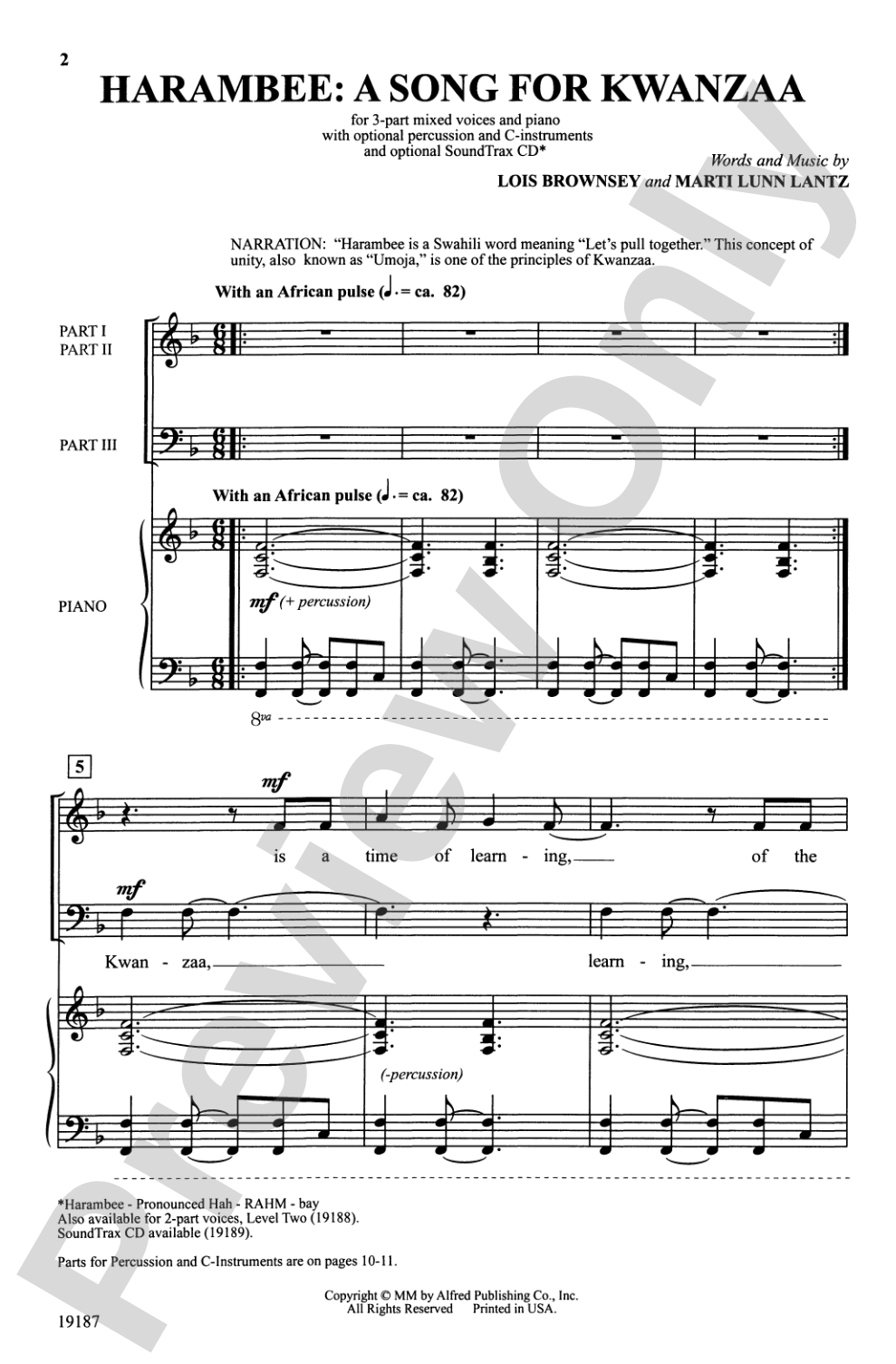 Harambee: A Song for Kwanzaa: 3-Part Mixed Choral Octavo