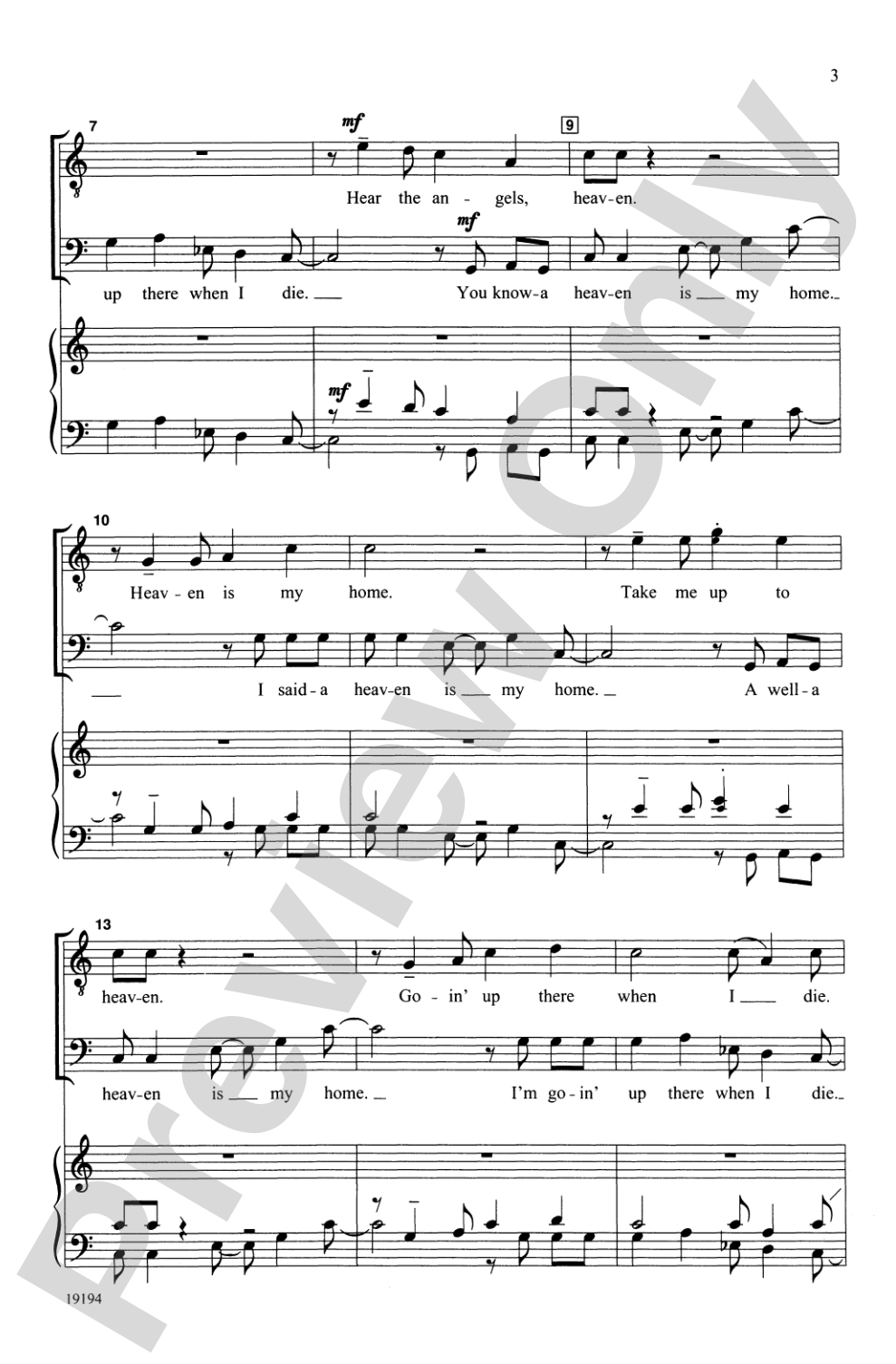 Heaven Is My Home: SSATB, <I>a cappella</I> Choral Octavo