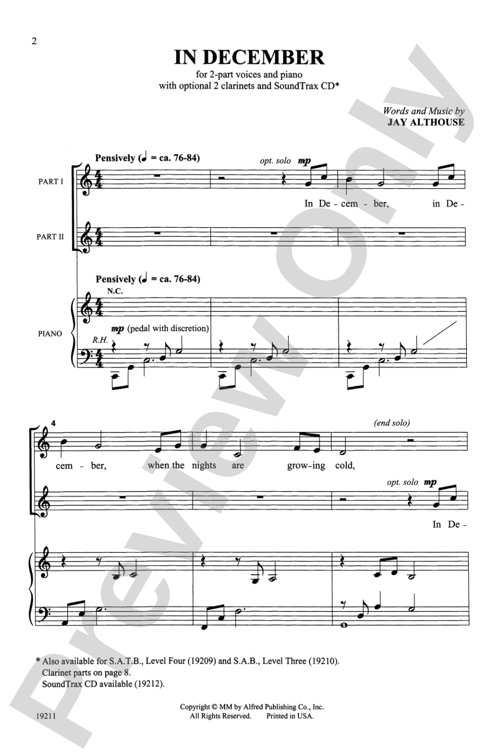 In December: 2-Part Choral Octavo