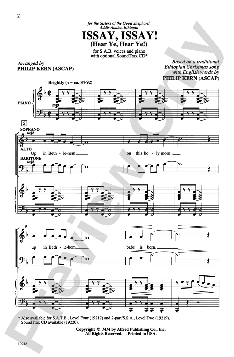 Issay, Issay! (Hear Ye, Hear Ye!): SAB Choral Octavo