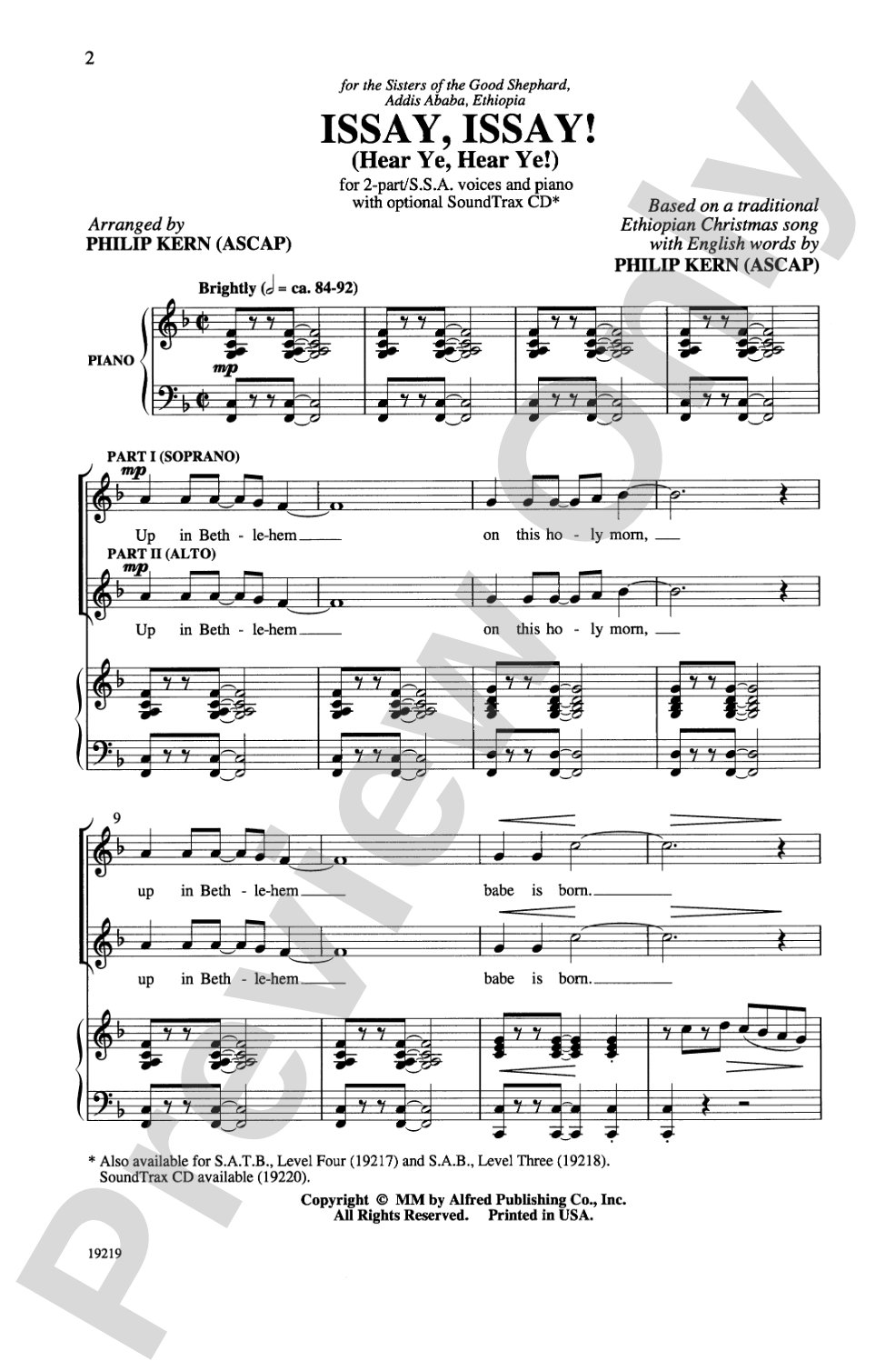 Issay, Issay! (Hear Ye, Hear Ye!): 2-Part/SSA Choral Octavo