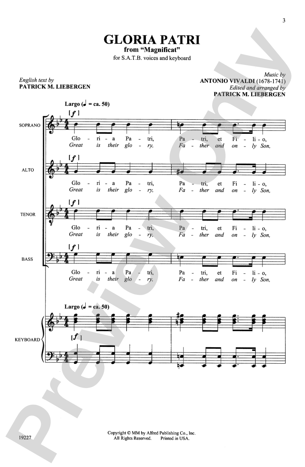 Gloria Patri (from <i>Magnificat</i>): SATB Choral Octavo