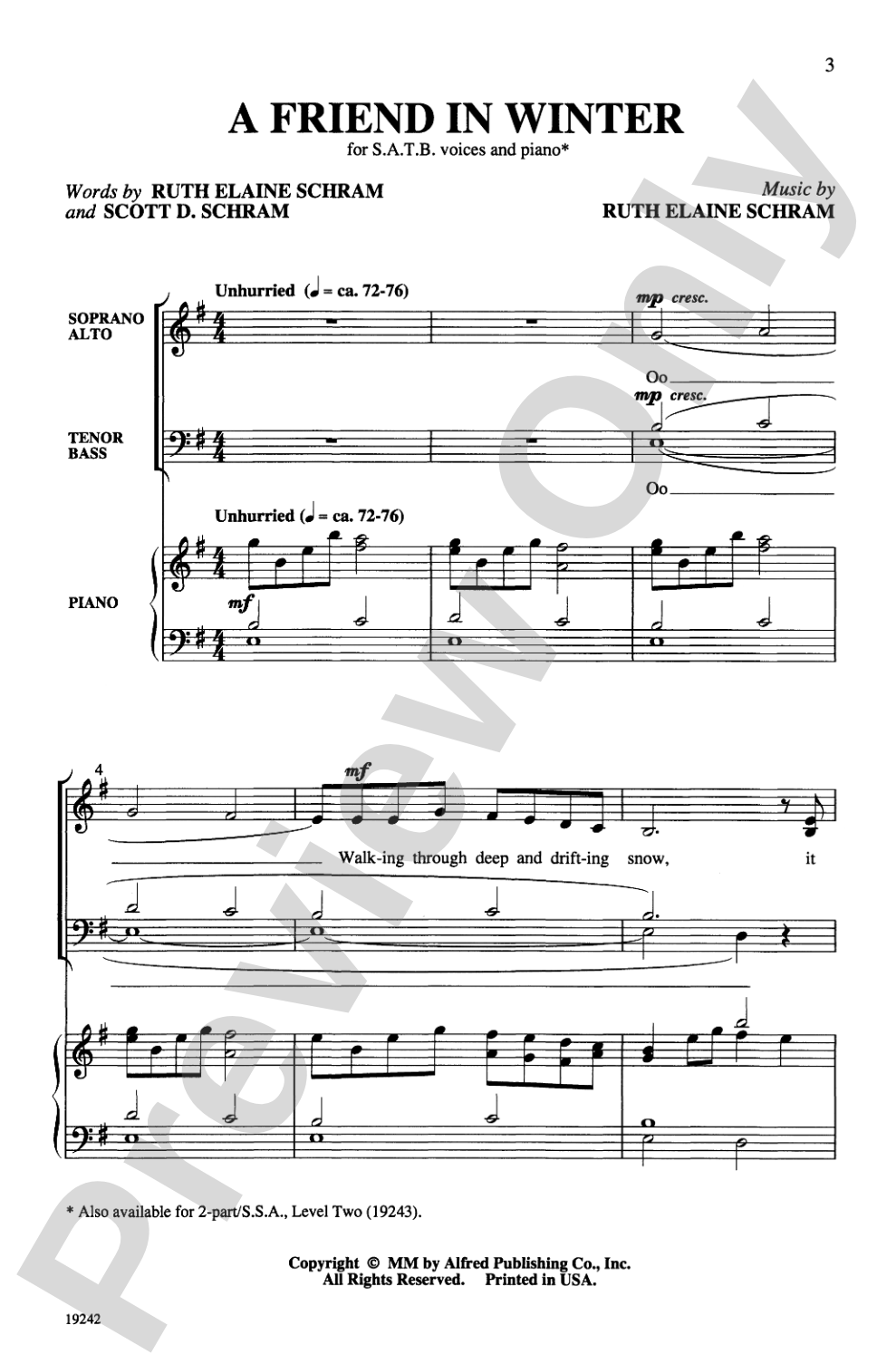 A Friend in Winter: SATB Choral Octavo