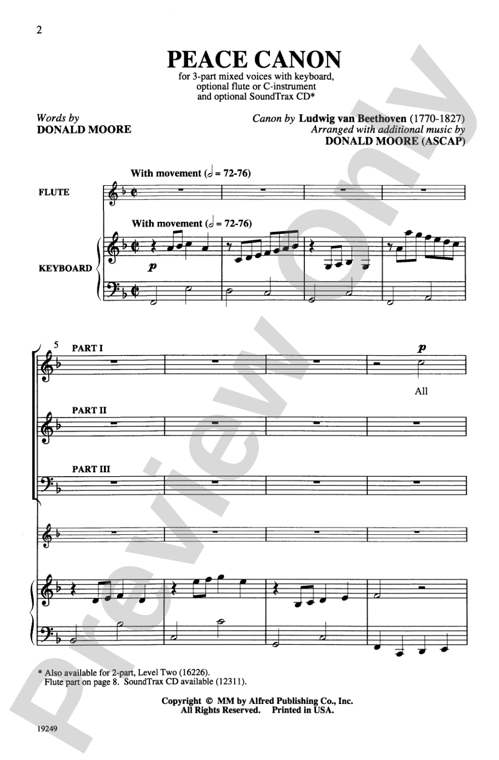 Peace Canon: 3-Part Mixed Choral Octavo