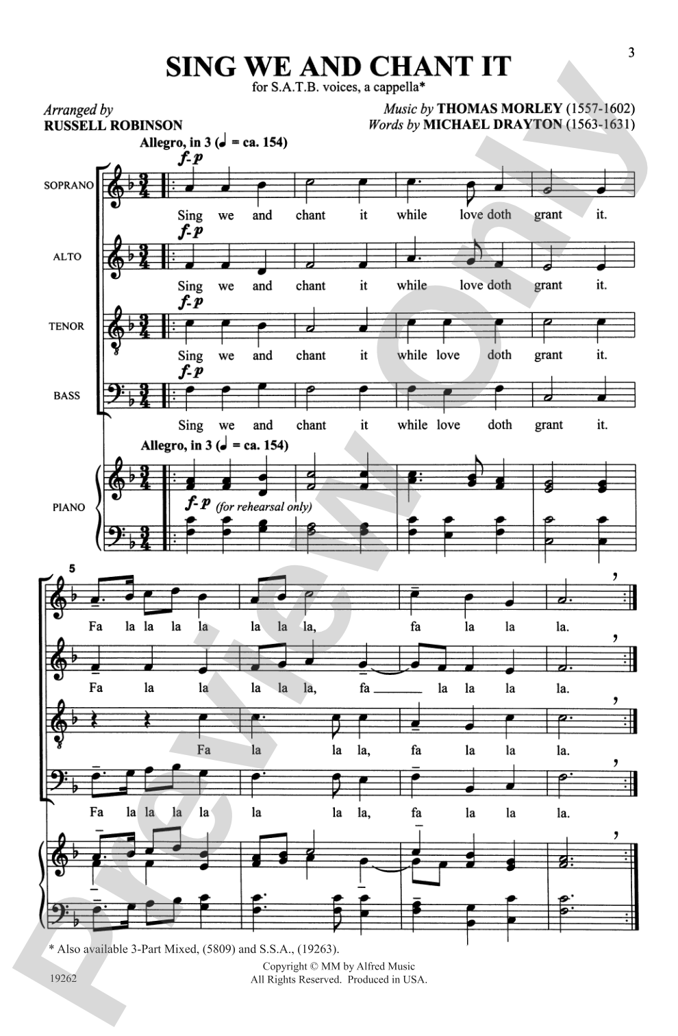 Sing We and Chant It: SATB, <I>a cappella</I> Choral Octavo
