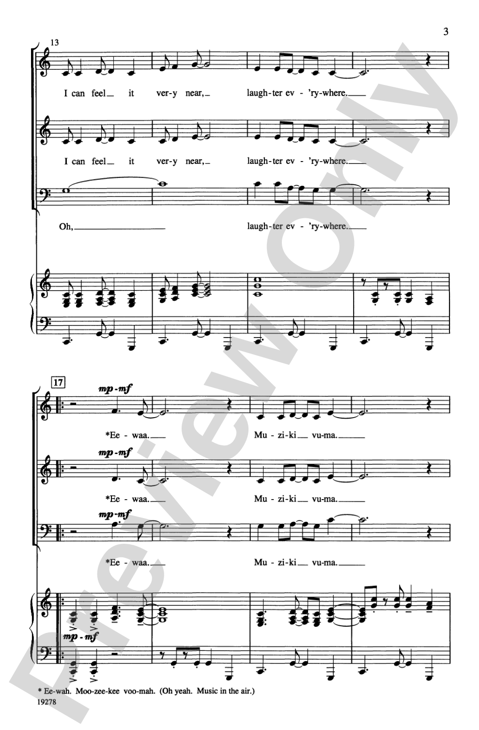 Muziki Vuma (Music in the Air - Swahili): 3-Part Mixed Choral Octavo
