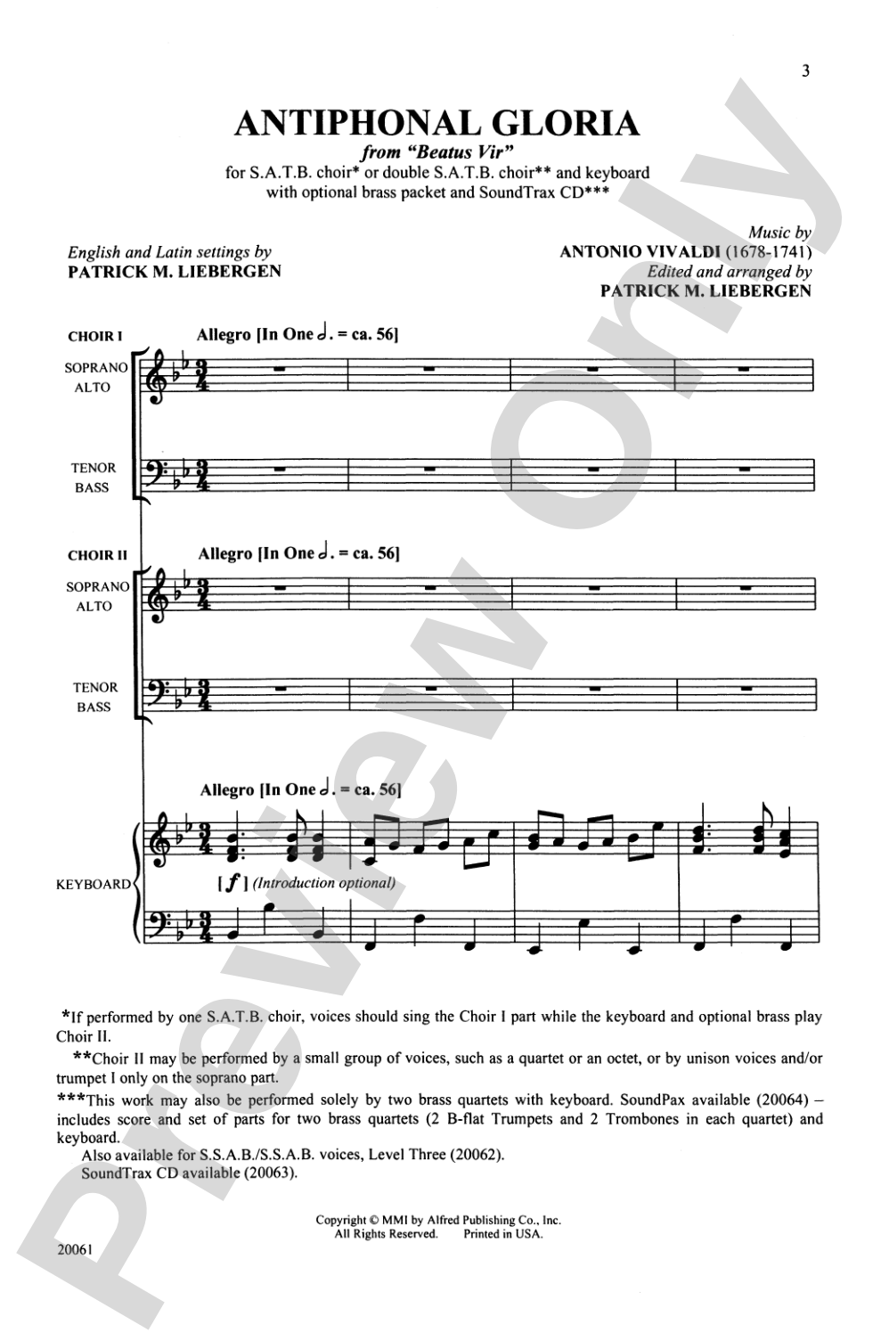 Antiphonal Gloria: SATB (Opt. Double Choir) Choral Octavo