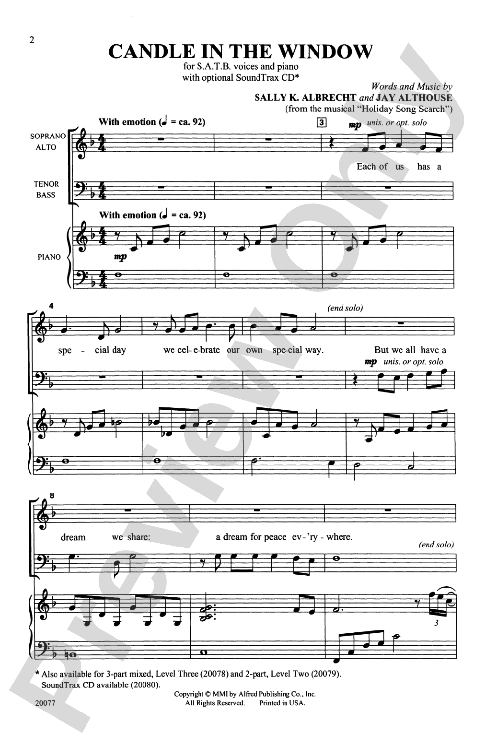 Candle in the Window: SATB Choral Octavo