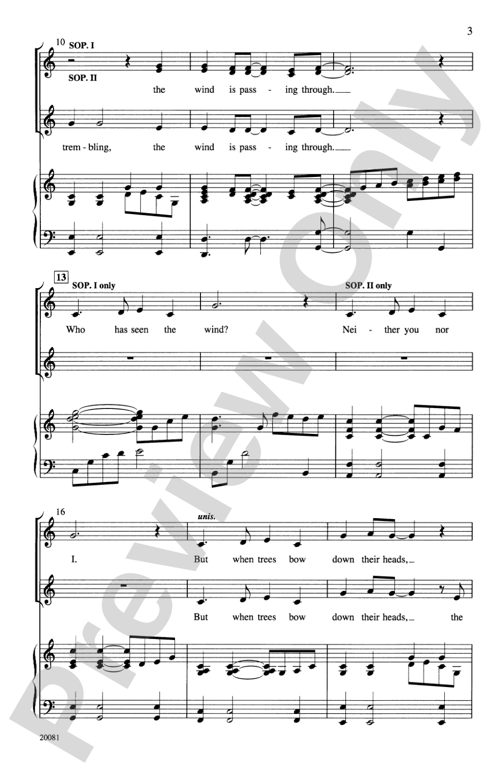Who Has Seen the Wind?: SSA Choral Octavo