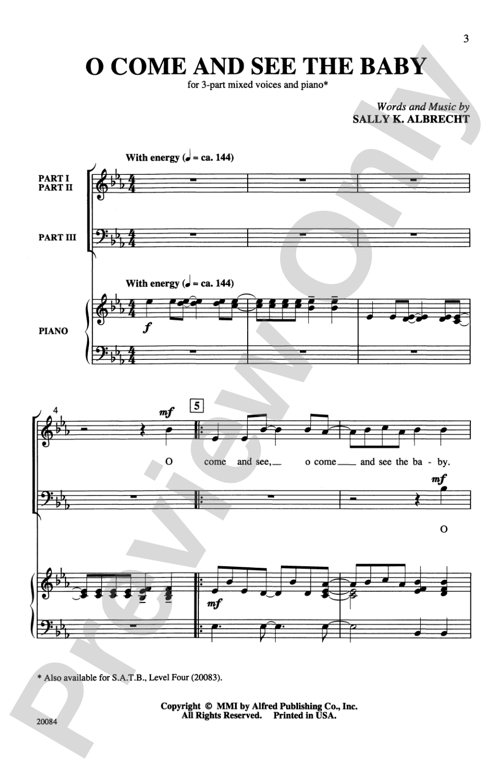 O Come and See the Baby: 3-Part Mixed Choral Octavo