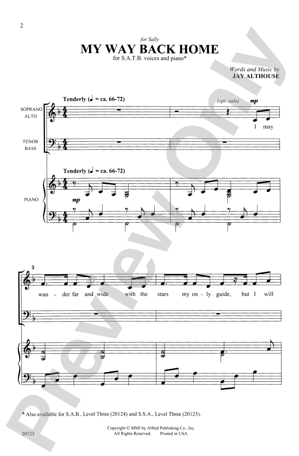 My Way Back Home: SATB Choral Octavo