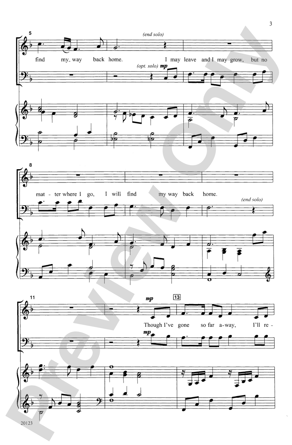 My Way Back Home: SATB Choral Octavo