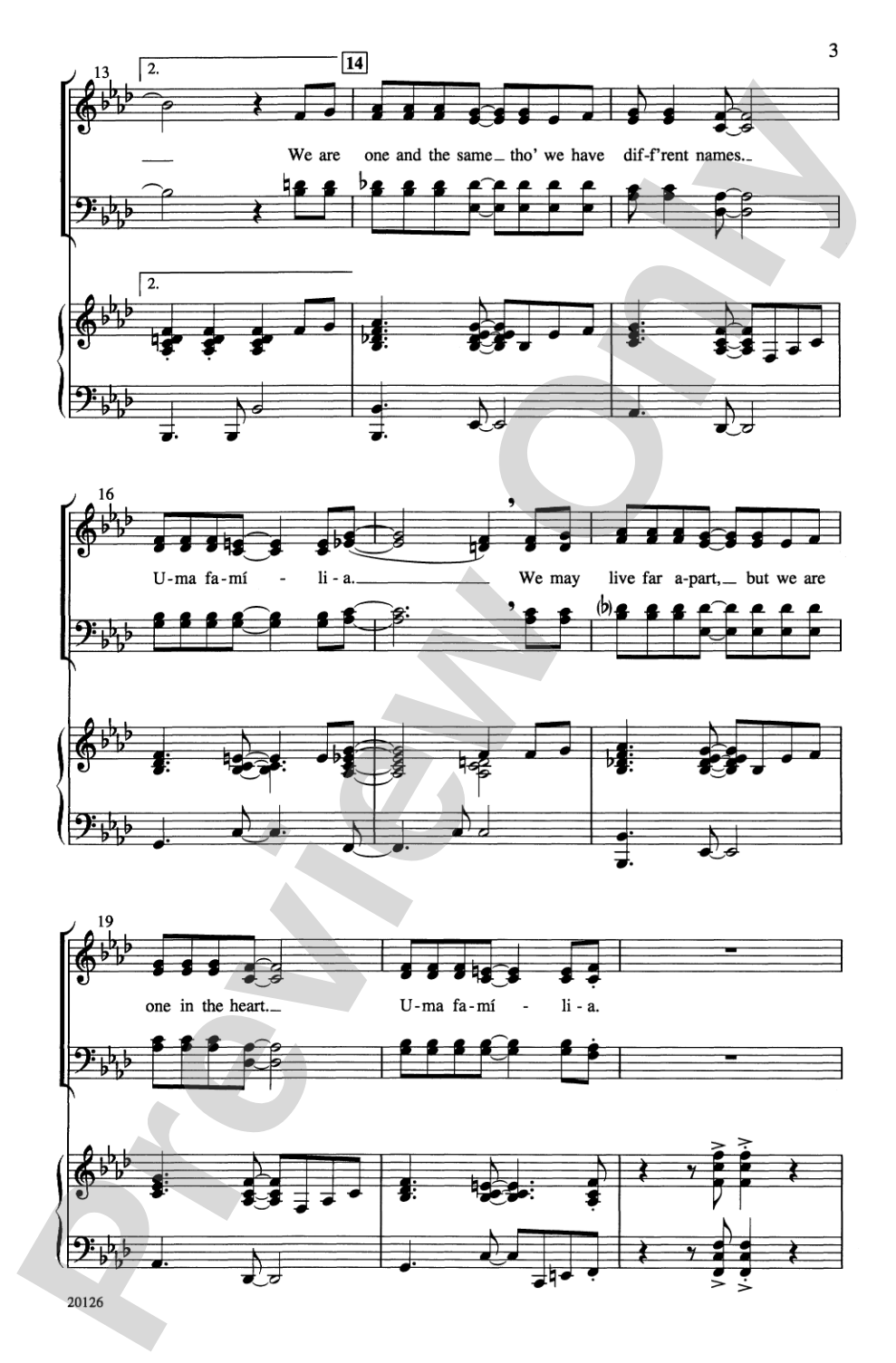 Uma Familia: SATB Choral Octavo