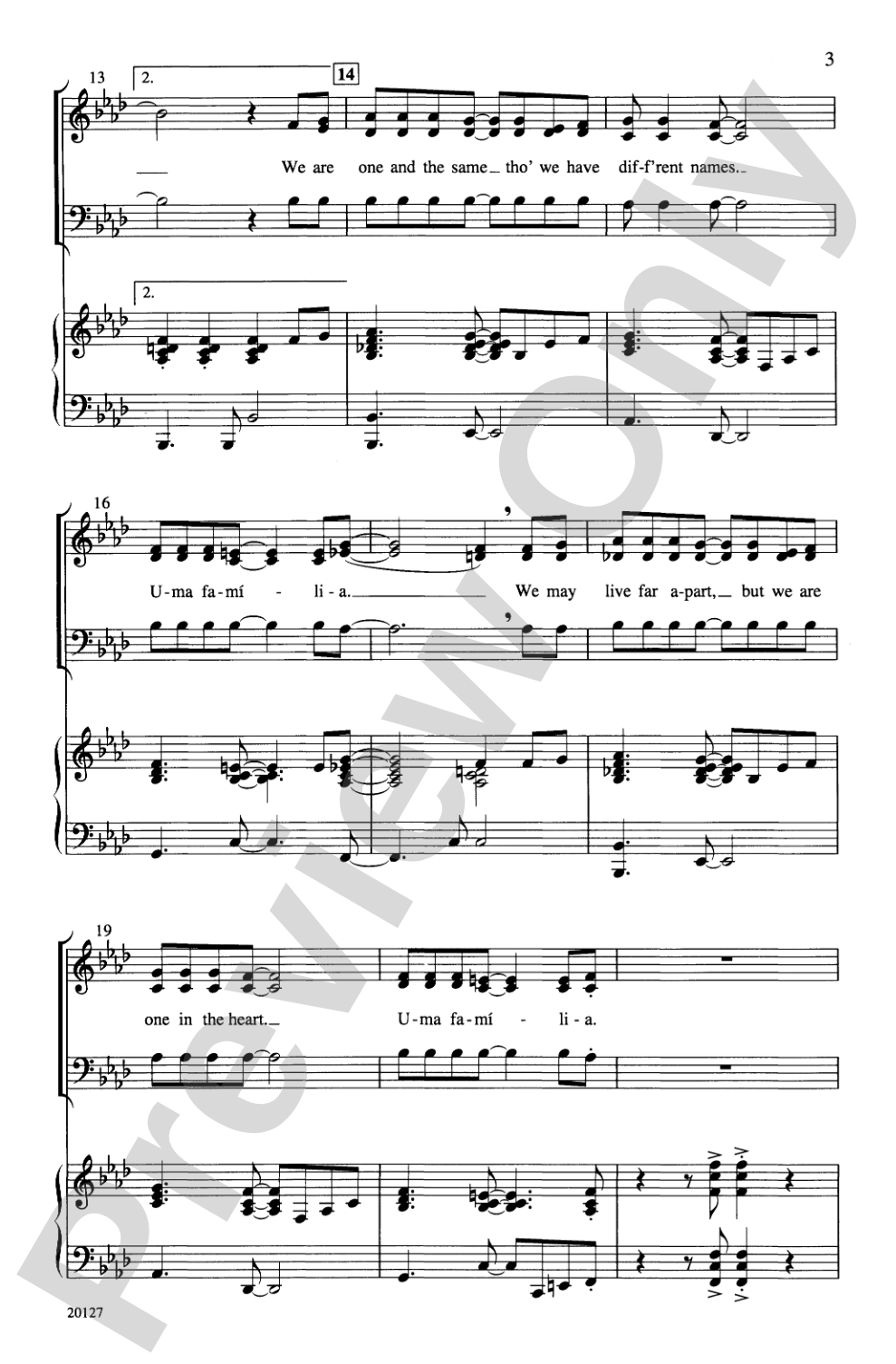 Uma Familia: SAB Choral Octavo