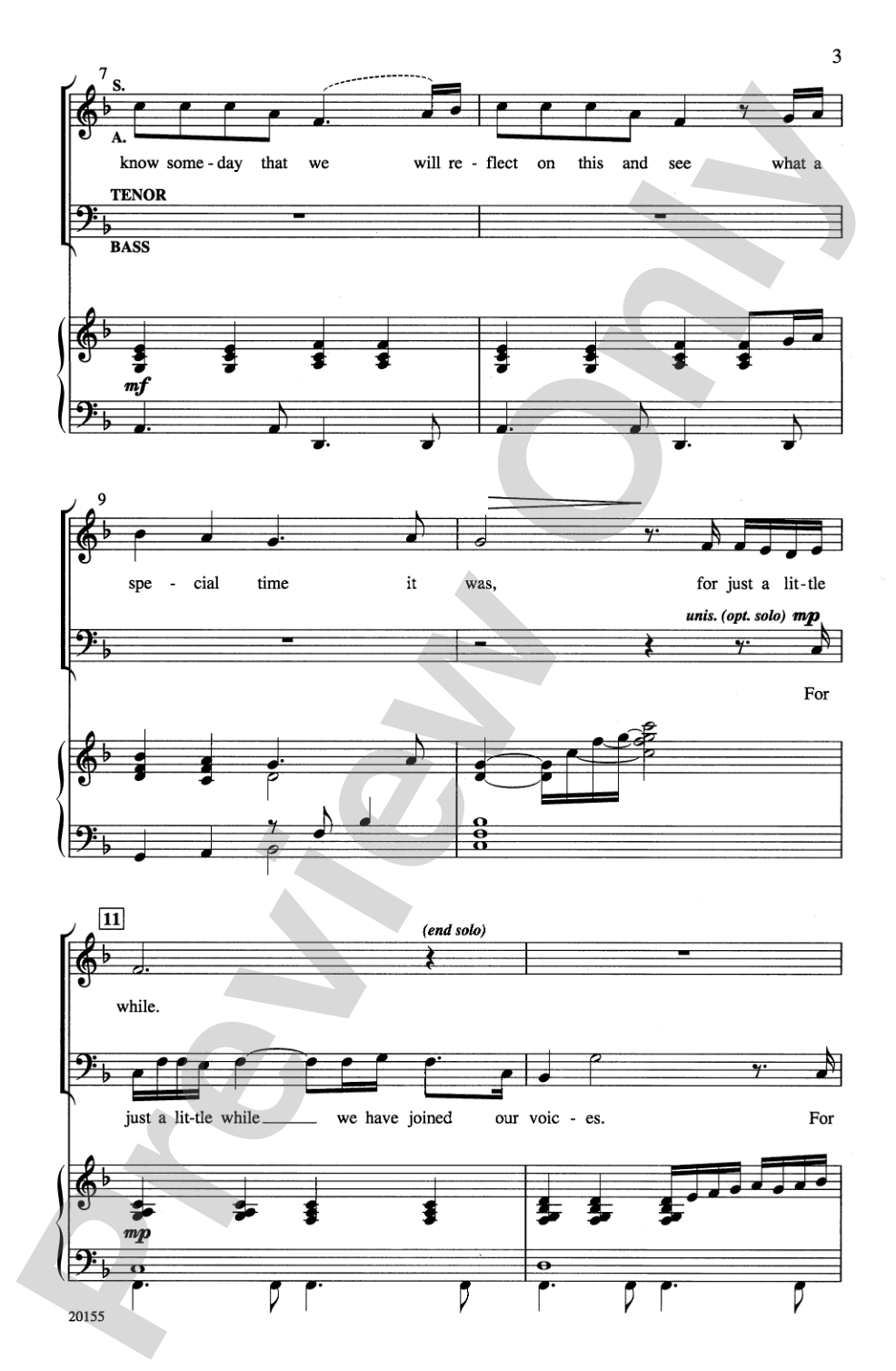 For Just a Little While: SATB Choral Octavo