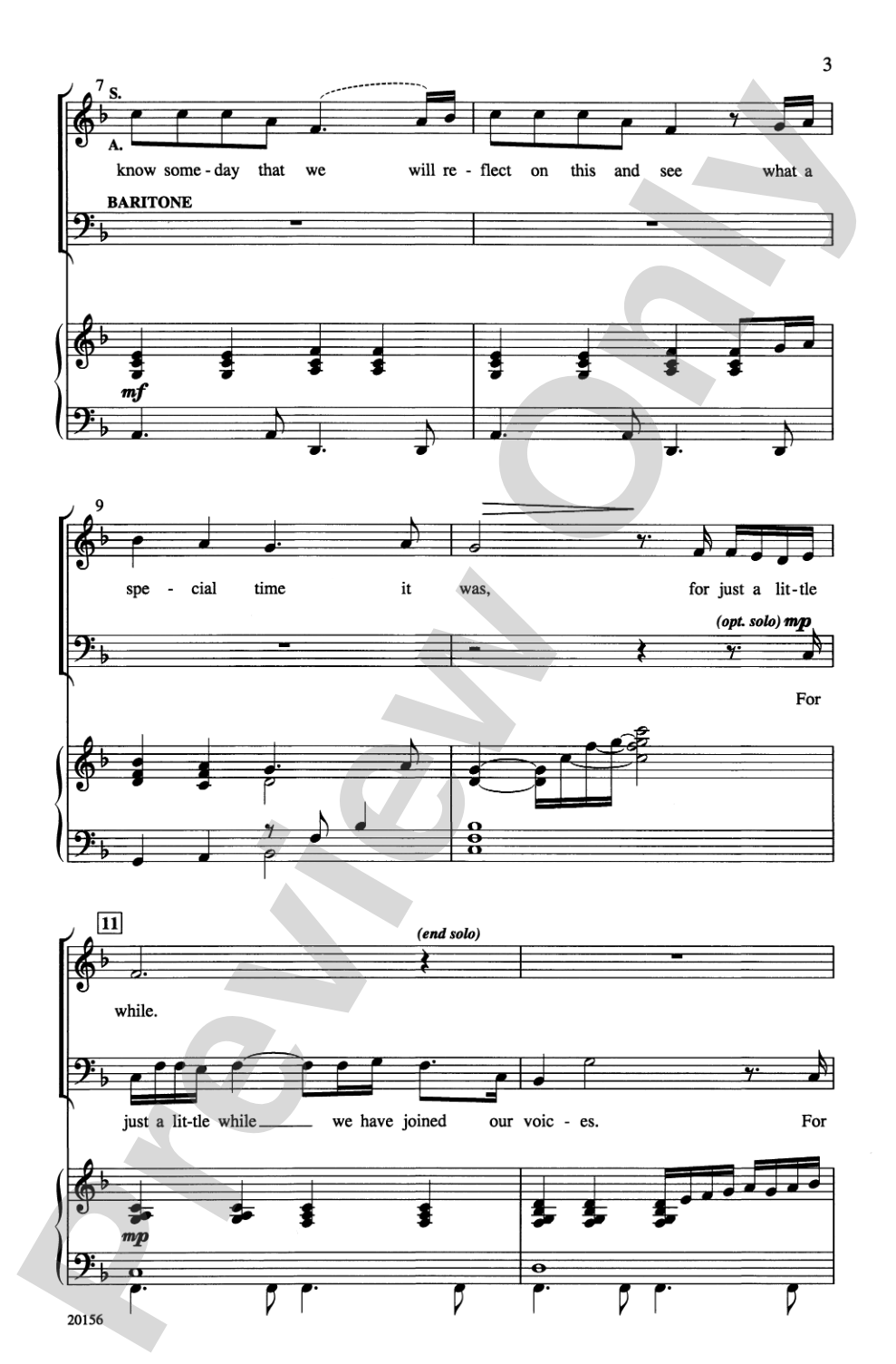 For Just a Little While: SAB Choral Octavo