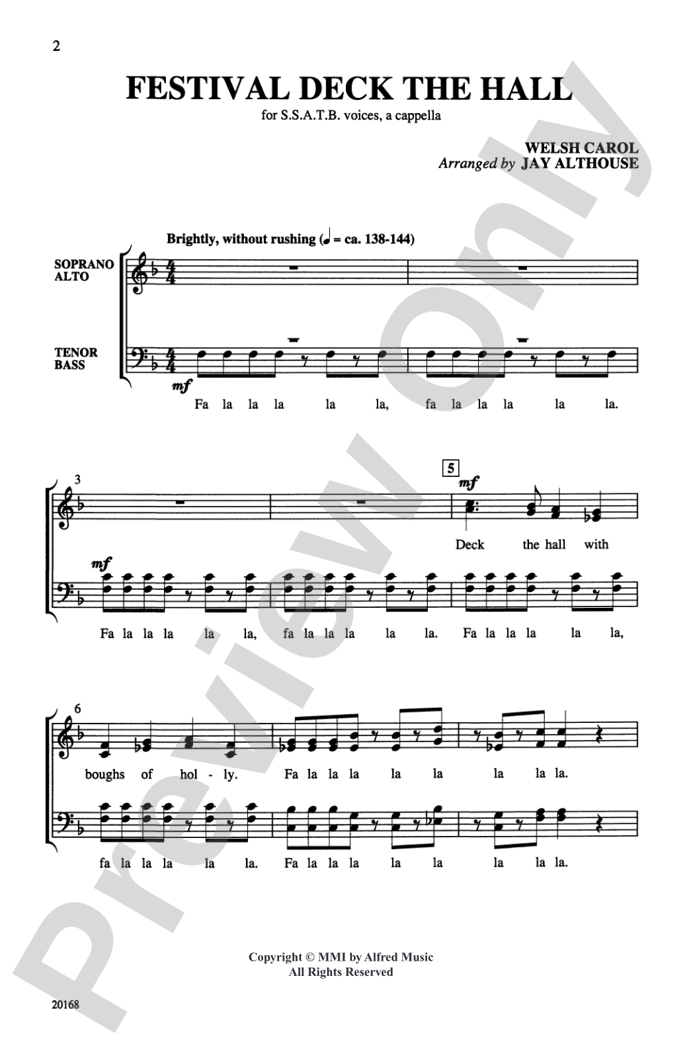 Festival Deck the Hall: SSATB, <I>a cappella</I> Choral Octavo