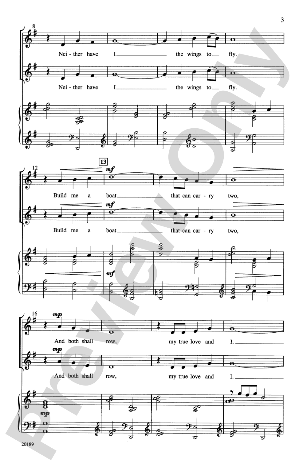 The Water Is Wide: SSA Choral Octavo