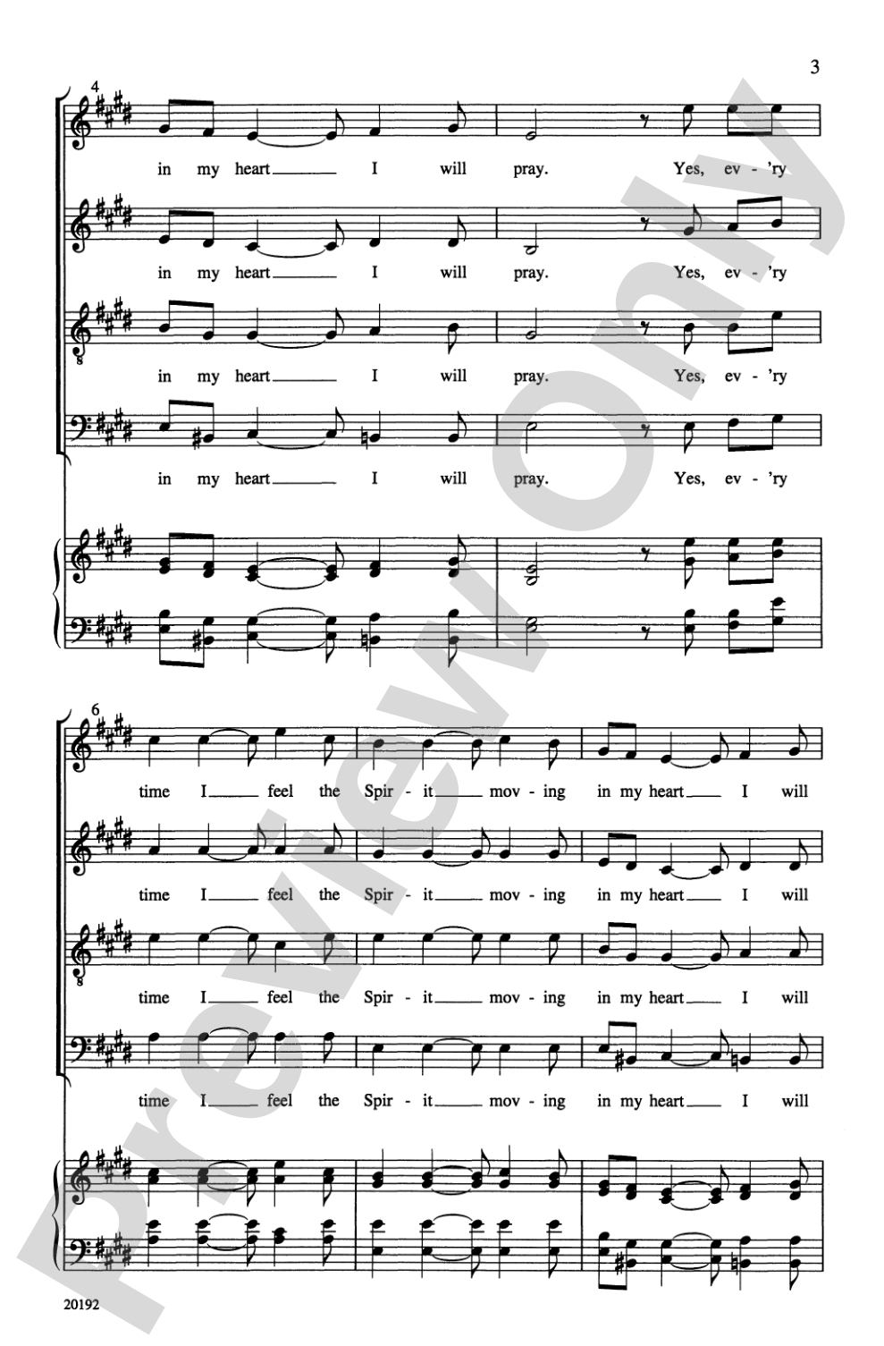 Ev'ry Time I Feel the Spirit: SATB divisi, <I>a cappella</I> Choral Octavo