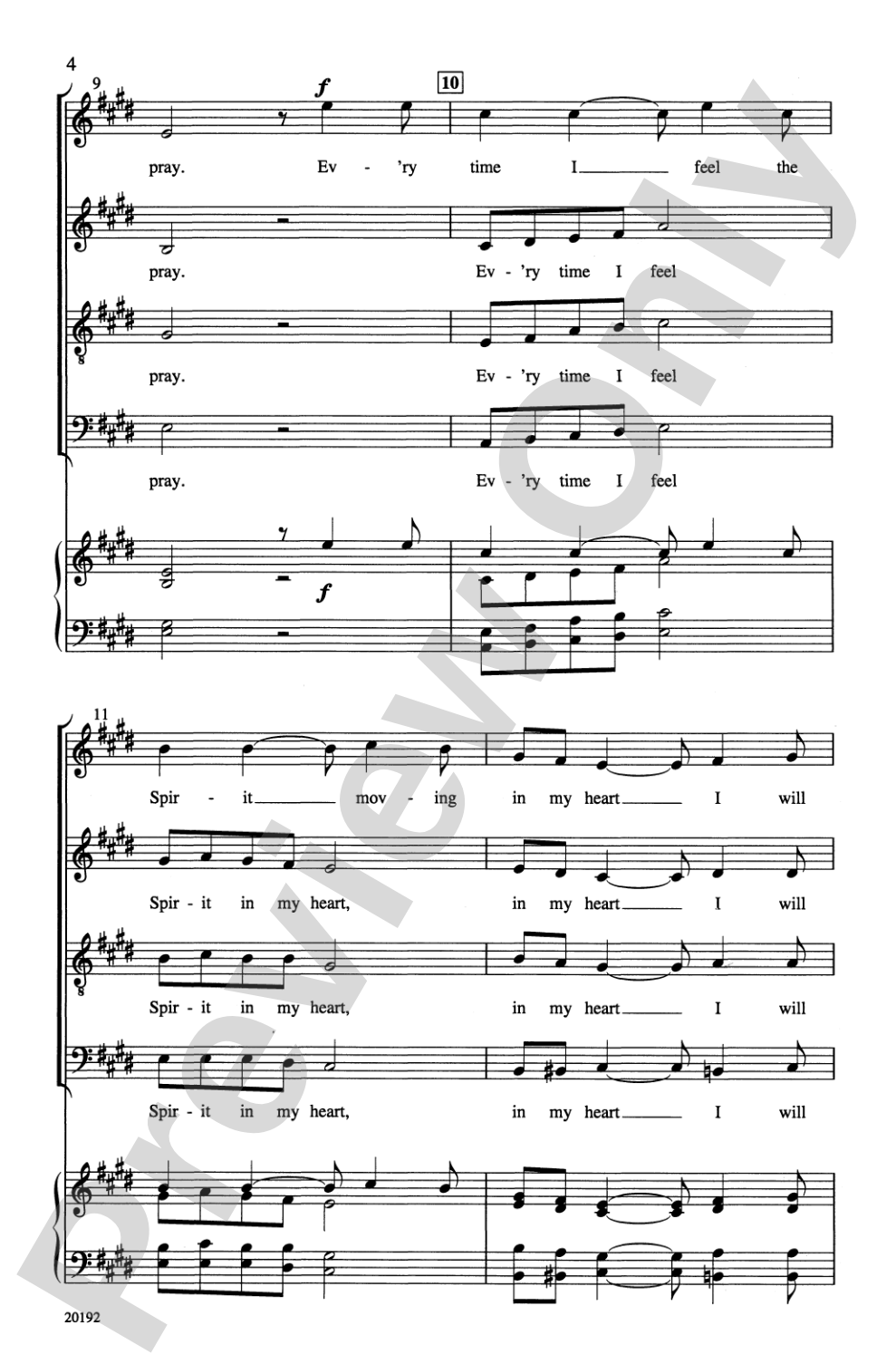 Ev'ry Time I Feel the Spirit: SATB divisi, <I>a cappella</I> Choral Octavo