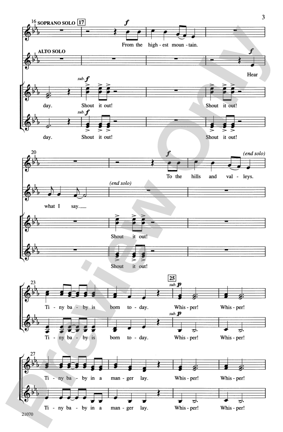 Whisper! Whisper! (Baby Born Today): SSAA, <I>a cappella</I> Choral Octavo