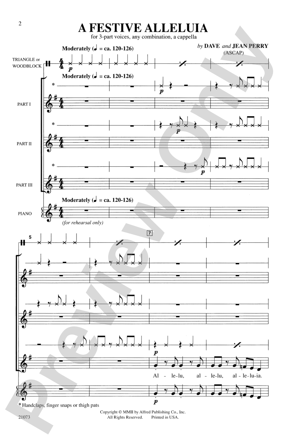 A Festive Alleluia: 3-Part (any combination) Choral Octavo
