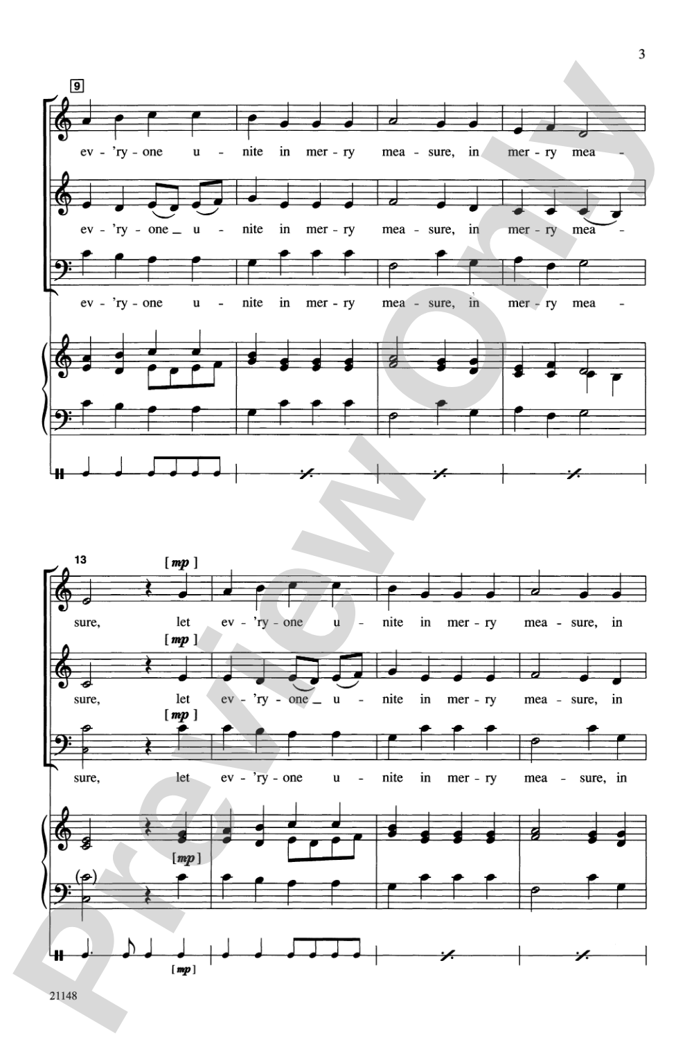 Come, Celebrate with Joyful Pleasure: 3-Part Mixed, <I>a cappella</I> Choral Octavo