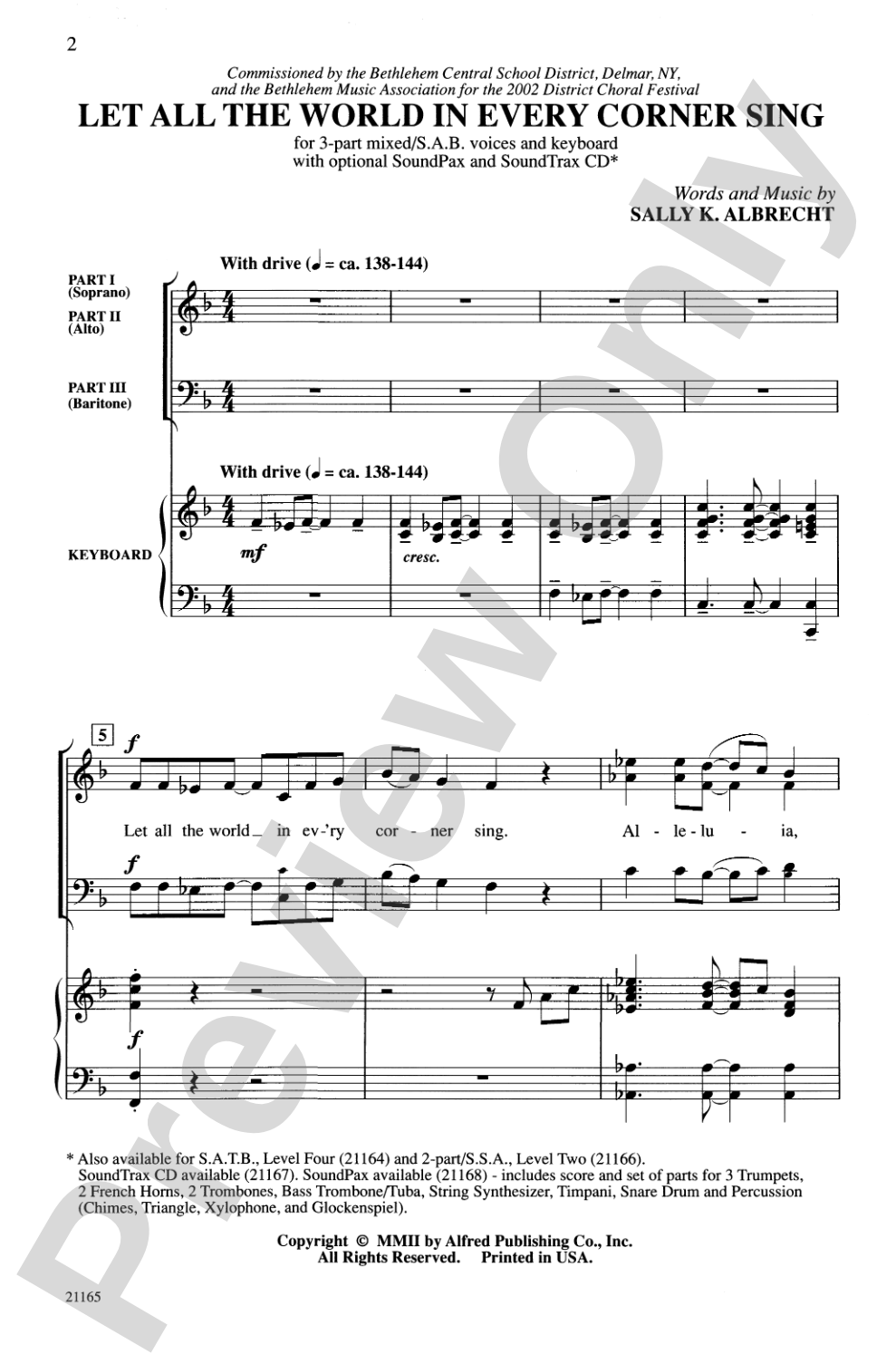 Let All the World in Every Corner Sing: 3-Part Mixed or SAB Choral Octavo