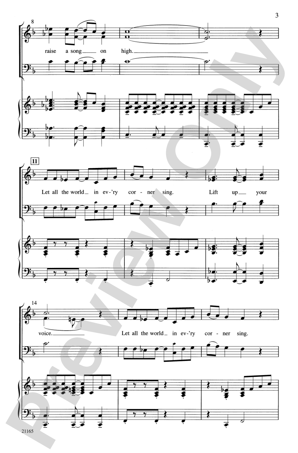 Let All the World in Every Corner Sing: 3-Part Mixed or SAB Choral Octavo